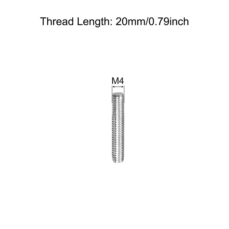 sourcing map Fully Threaded Rod M4 x 20mm 0.7mm Thread