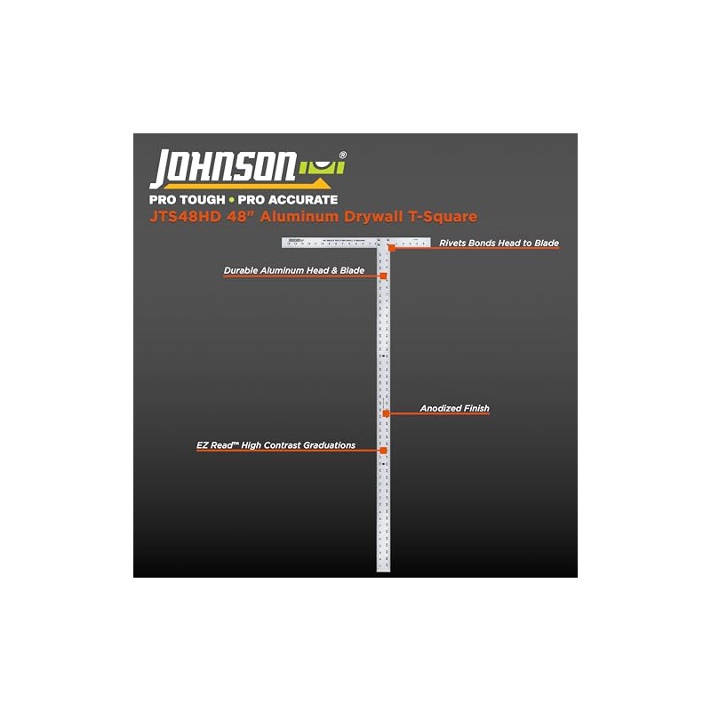 Johnson Level & Tool 48" Aluminum Drywall T-Square with Extra-Thick