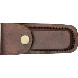 Pakistan SZCO 4-Inch Brown Leather Knife Sheath - Top Grain Leather Pouch with Belt Loop & Secure Snap Closure - Universal Fit for Folding Knives & Multi-Tools