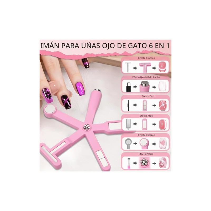 Imanes Ojo de Gato Multifuncionales, Herramienta Magnética 3D Uñas
