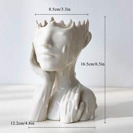 COTYNI Face Planters Pots Head Planter, Succulent Planters for Indoor Outdoor Plants, Boho Lady Face Flower Pots with Drainage Hole, White Ceramic pots for plants, Large Plant Pots Gift