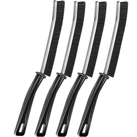 YRAKOZIN Gap Cleaning Brush with Hard Bristles [4 Pieces], Hard Bristle Corner Cleaning Brush, Joint Cleaning Brush, Hand Brush with Long Slot, Corner Cleaning Brush for Kitchen, Bathroom, Black