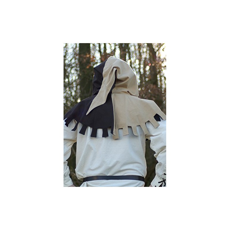 Battle-Merchant Medieval Gugel with Saddles, Beige/Brown Hat Hood Knight LARP