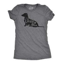 Womens Doxie Mom T Shirt Wiener Dog Lover Gift Funny Daschund Tee Funny T Shirts Mother's Day Tops for Women Cool Dog Top Women's Novelty Tees Dark Grey XXL