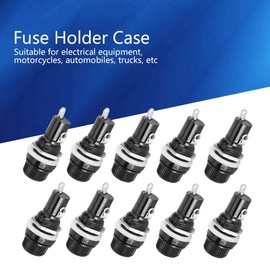 10-Piece Fuse Holder Housing Highly Resistant Panel Mounted Glass Fuse Protection Housing for Fuse Holder 5 x 20 mm for Radio Car Stereo