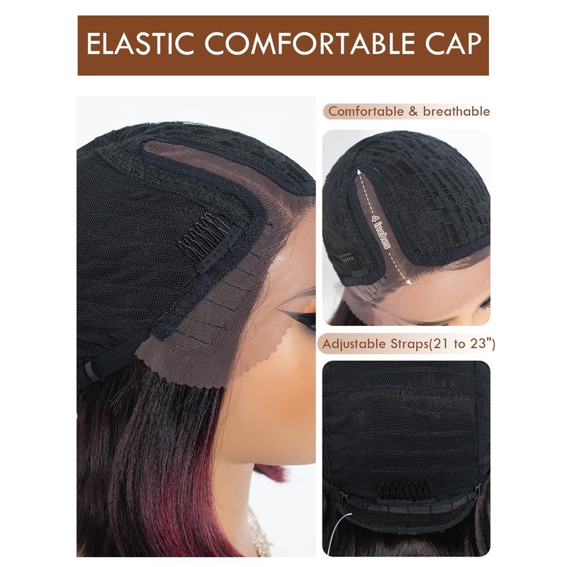 Joedir Ombre Pink Bob Wig with Side Part Synthetic Lace