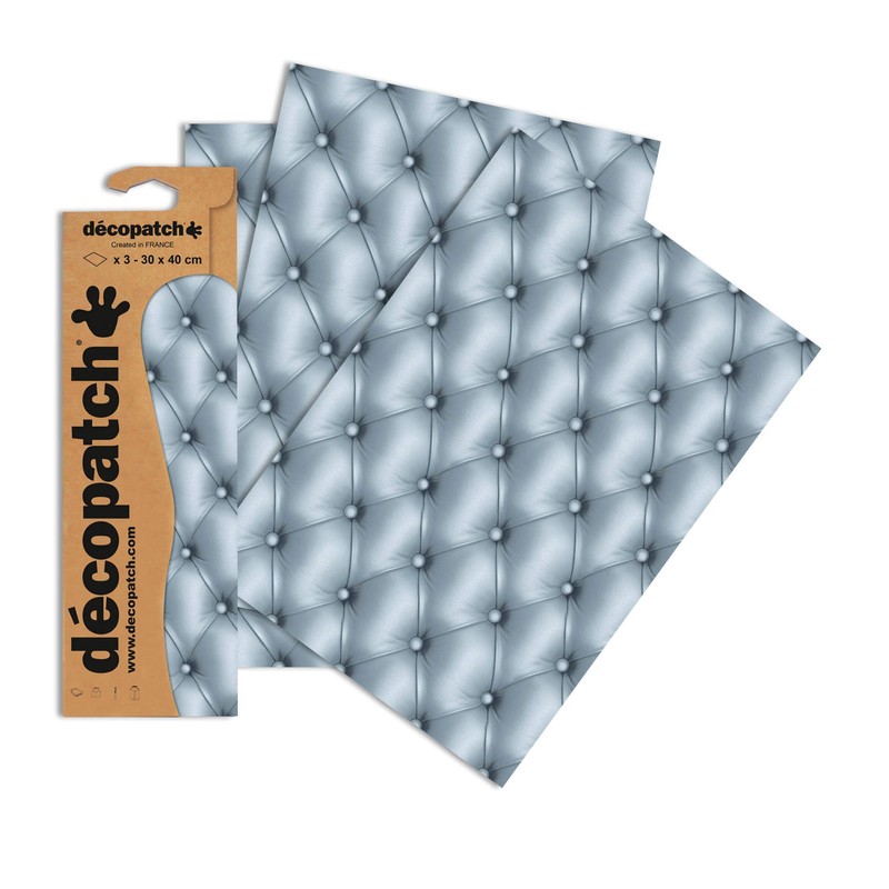 Décopatch - Ref C604O - Silver Leather Cushion Print Paper