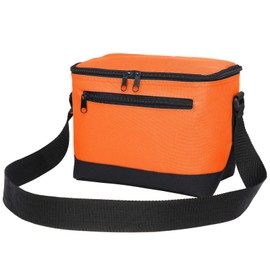 BuyAgain Lunch Bag, 600D Poly Small 6 Can Insulated Reusable Lunch Cooler Bag PEVA Water-resistant Lining for Women Men Adult Work, Orange