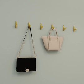 OLAYA Brushed Gold Hooks for Hanging Hat Hooks 1 Pack Closet Hooks Wall Hooks for Coats Hooks for Hanging Coats Decorative Hooks Metal Hooks Kitchen Hooks (1 Brushed Gold)