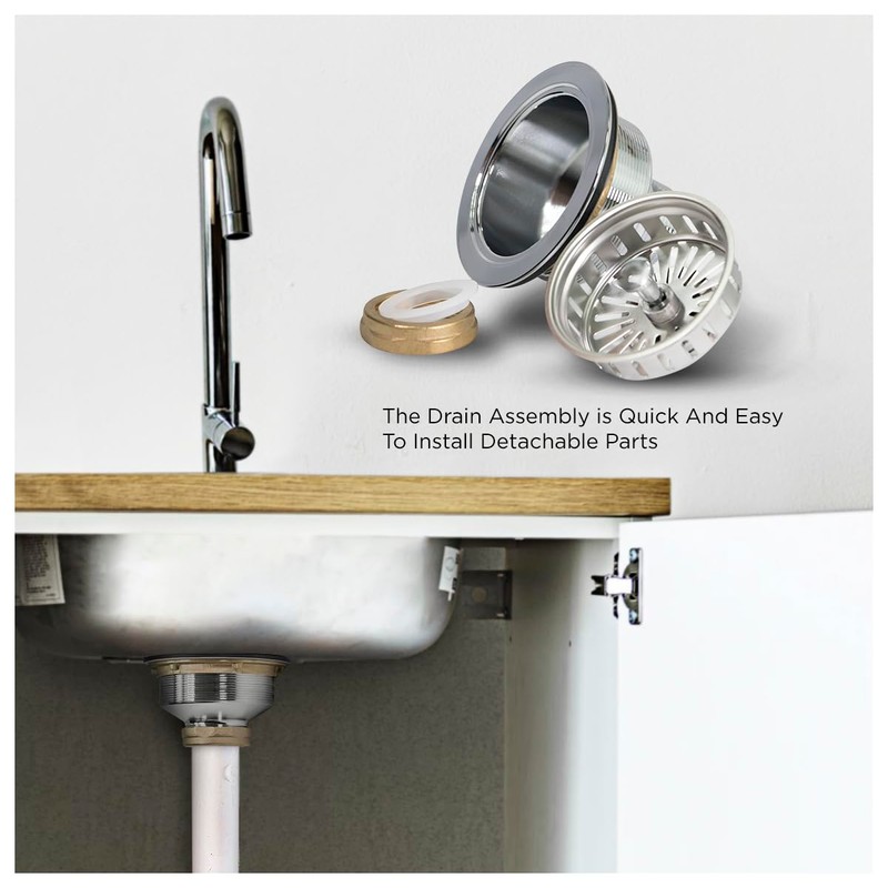 Highcraft 9735 Heavy Duty Kitchen Sink (3-1/2 Inch) Stainless Steel