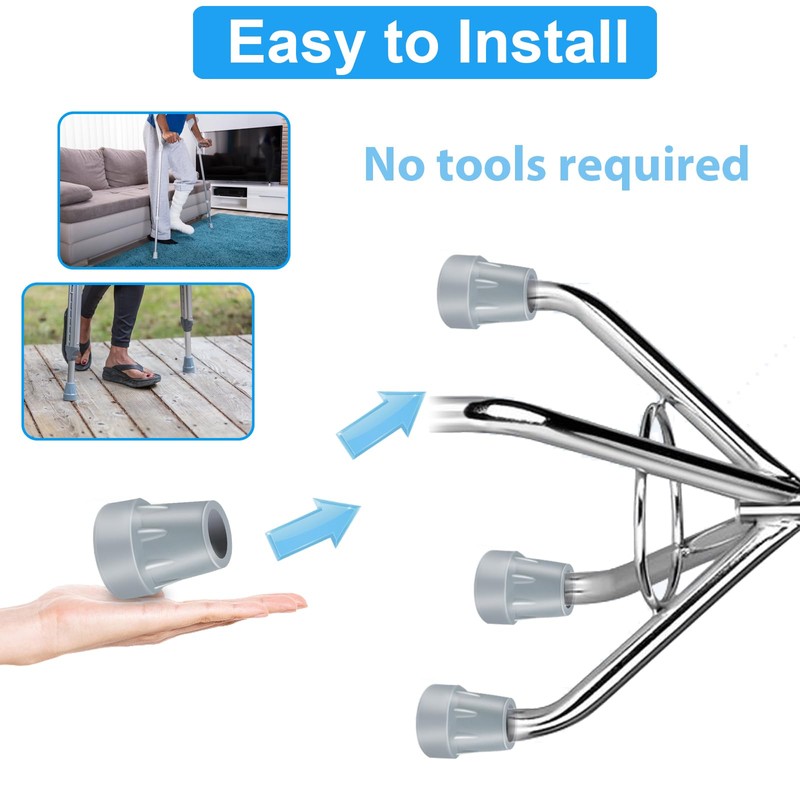 Crutch Tips, 4 Pack 7/8 inch Heavy Duty Rubber Crutch