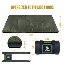 ONETIGRIS Travel Dog Bed - Portable, Washable, Waterproof Anti-Slip Dog Camping Bed, 3.6ft by 2.2ft Outdoor Indoor Bed Mat Cushioned Plush Warm Puppy Mattresses