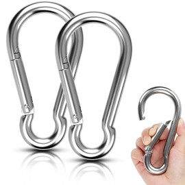 jwtyu 12x140mm Groß Karabinerhaken Edelstahl 2 Stück Edelstahl Karabiner Tragfähigkeit 500kg für Swing Lanyard DIY Zubehör Pulley Boot Camping Reisen Angeln