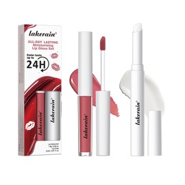 CHIFURE All Day Lasting Moisturizing Lip Gloss Set,High Pigmented Lip Stain Hydrating Liquid Lipstick Lip Balm,Waterproof Smooth Shiny Matte Glossy Finish Lip Makeup Kits(#1-Natural Color, Pack of 2)