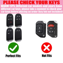 YIKECASE Key Fob Cover with Diamond Keychain for Women, Car Key Holder Compatible with Jeep Grand Cherokee Renegade Dodge RAM Durango Challenger Chrysler Protector, 5 Buttons (White-Heart)