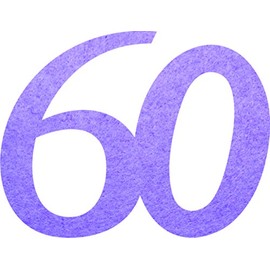 Petra's Bastel News 25 x Anniversary Number 60 Inches Made of Felt Purple, Fliz, 18 x 12 x 3 cm