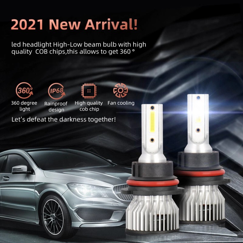 SHENKENUO 2x 9007/HB5 LED Headlight BULBS Kit 6000K White High