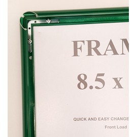 Green Snap Poster Frame/Picture Frame/Notice Frame 8.5 x 11 Front Load Easy Open Snap Frame (Aluminum !!!)