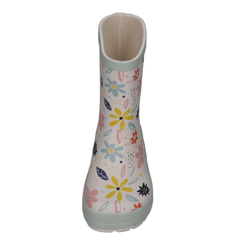KOEL Barefoot Wellie Bare Wellington Boots, Multi White Flowers, Size: