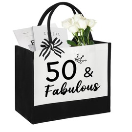 50th Birthday Gifts for Women, 50th Birthday Gifts, 50th Gifts for Women,Canvas Tote Bag 50th Birthday Gifts for Her Mum,Funny 50th Birthday Gifts for Women Sister Auntie,Gifts for 50th Birthday Woman