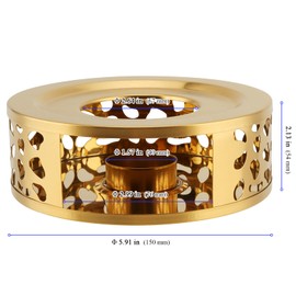 YUENPUN 2 PCS Metal Teapot Warmer, Teapot Warmer Base, Stainless Steel Teapot Warmer with Tealight Holder for Glass Or Ceramic Teapot, Gold