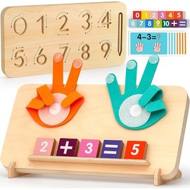 Educational Toys for 3-5 Year Old, Double-Sided Math Manipulatives Number Counting Blocks Writing Practice Board for Kids, Preschool Learning Montessori Toys for Toddlers 2-4 Years
