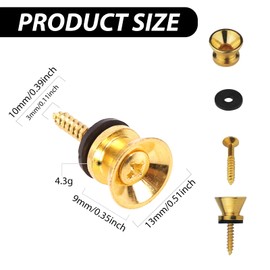 JCUGSBS Guitar Strap Buttons Metal Guitar Strap End Button with Mounting Screws and Rubber Cushion for Classic Electric Acoustic Guitar Bass Ukulele Pack of 12 (Gold, Silver, Black)