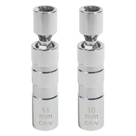 Flaconi 2PCS Car Spark Plug Socket,Spark Plug Socket Set,Thin Wall Spark Plug Socket,12-Point Universal Joint Wrench,14MM and 16MM Magnetic Swivel Spark Plug Socket,Compatible with Motorcycle,Car,SUV