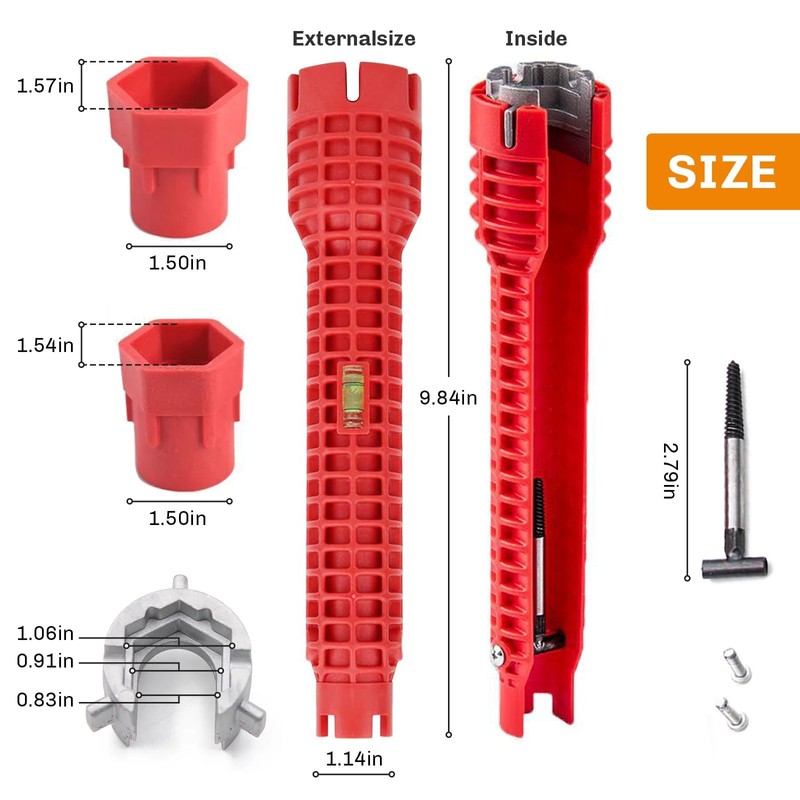 8 in 1 Faucet Wrench Tool, Water Pipe Wrench with