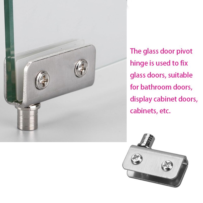 4 Pair Stainless Steel Glass Door Pivot Hinge, Silver Hinges