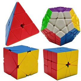Oostifun MoYu MOFANGJIAOSHI MFJS WCA Cube Non-Cubic Teaching Set Megaminx & Skewb & Square-1 & Pyramid Competition Cube Set with Gift Packaging for Four Cube Tripods (Multi Colour)
