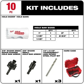 Milwaukee 10PC Hole Dozer Bi-Metal Hole Saw Set