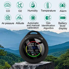 Carbon Monoxide Detectors,Portable Carbon Monoxide Detector for Travel,Indoor Outdoor Air Quality Monitor,room oxygen monitor,Small Size,for O2 Oxygen,CO,Temperature,Humidity,for hotel room,Camping,RV