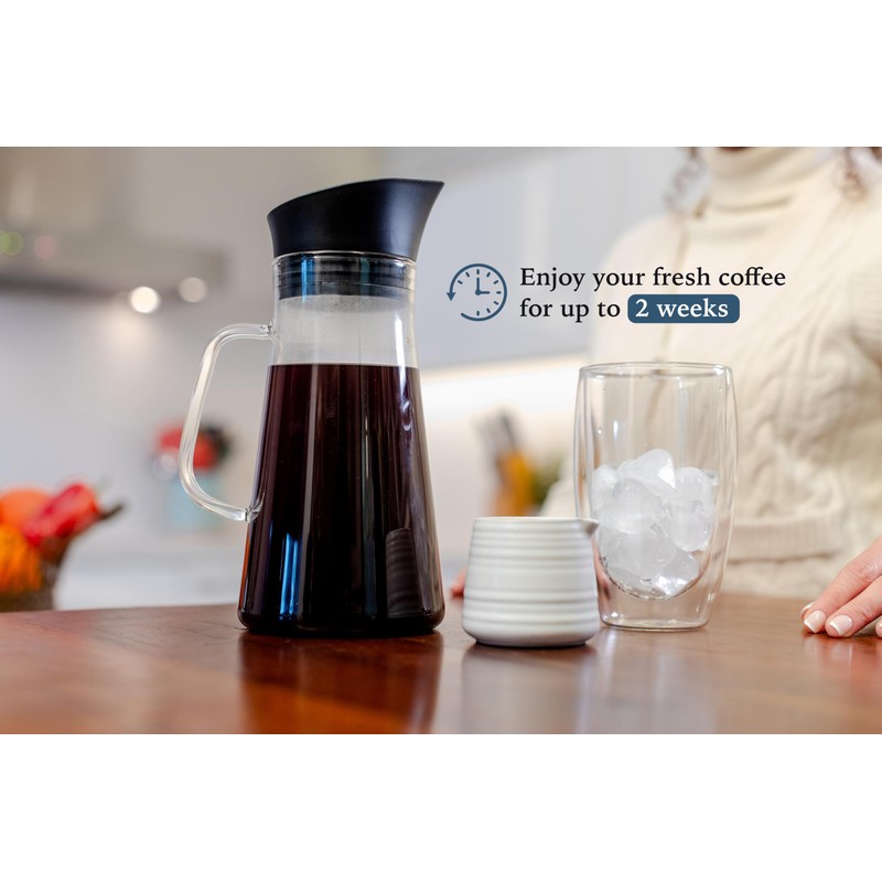 Cuiscent Cold-Brew Coffee Maker, 1350ml capacity,Stainless Steel 304 filter, includes