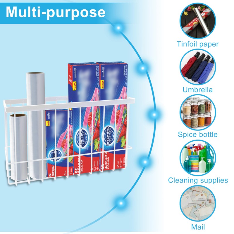 Cabinet Door Organizer 2Pcs, Foil and Plastic Wrap Organizer with
