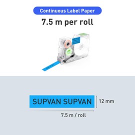 SUPVAN G15M Continuous Label Tape, Thermal Multi-Purpose Labels for Home, School, Office, 0.47in× 24.6ft (Blue)
