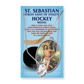 Men's Hockey St. Sebastian Pewter Medal with Prayer Card