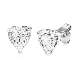 Philip Jones Heart Earrings Created with Zircondia® Crystals