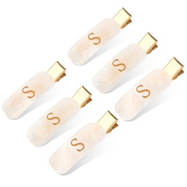 CWJCYTNSN No Bend, No Crease Flat Hair Clips with Letter for Styling, Creasless Duck Bill Hair Clips for Women Non Slip Makeup Clip - 6 pcs Initial S White