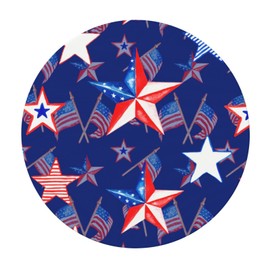 Famame Memorial Day American Flag 4th of July Round Fitted Tablecloth with Elastic Protector Table Cloth Kitchen Dinner Waterproof Oil-Proof Table Covers Fits 40"-44", Small