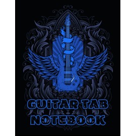 Guitar Tab Notebook: Blank Tablature Paper. Manuscript for songwriters with 7 chord diagrams and 9 tabs rows per page. Clear and aesthetic design, with empty index and 120 numbered music sheet pages