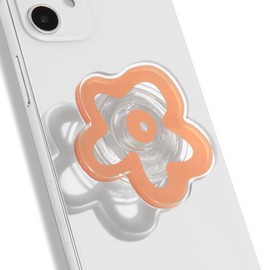 OnTheGrip Cute Transparent Daisy Flower Shape Design Mobile Phone Grip Multi Functional Collapsible Stand Holder for Smartphone Tablet Cell Phone Accessory (Coral)