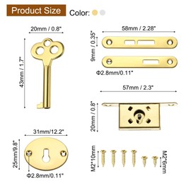 sourcing map Vintage Full Mortise Mini Locks with Key Set of 2, Zinc Alloy Mini Lock Jewelry Box Lock Replacement Box Lock for Cedar Box, Wine Box & Cabinet, Bronze