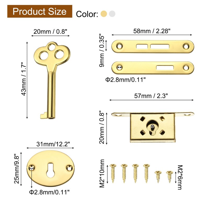 sourcing map Vintage Full Mortise Mini Locks with Key Set