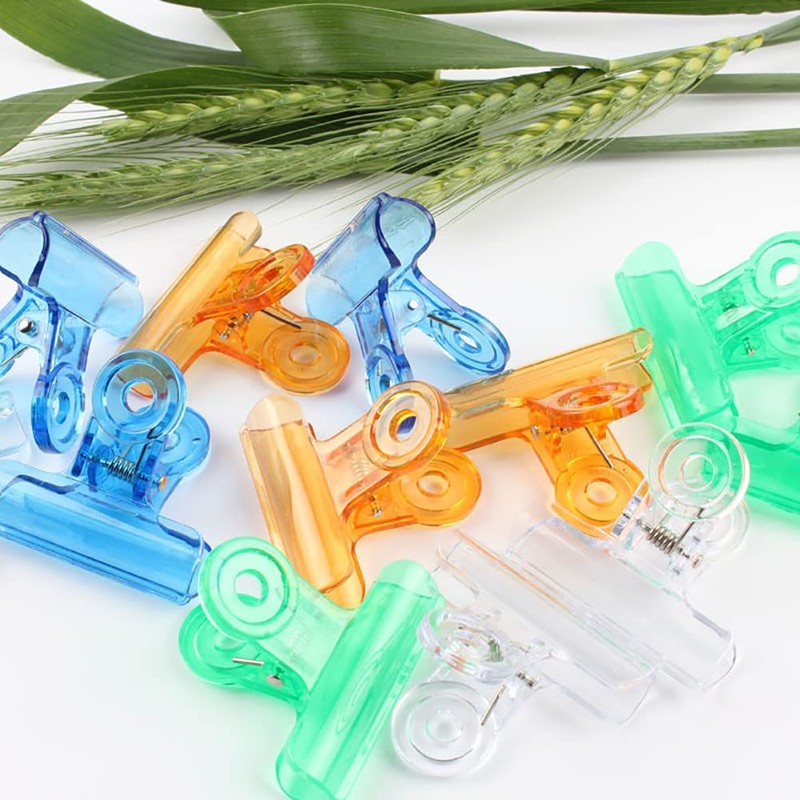 12 Pcs Translucent Plastic Binder Paper Clips Colorful File Clamps