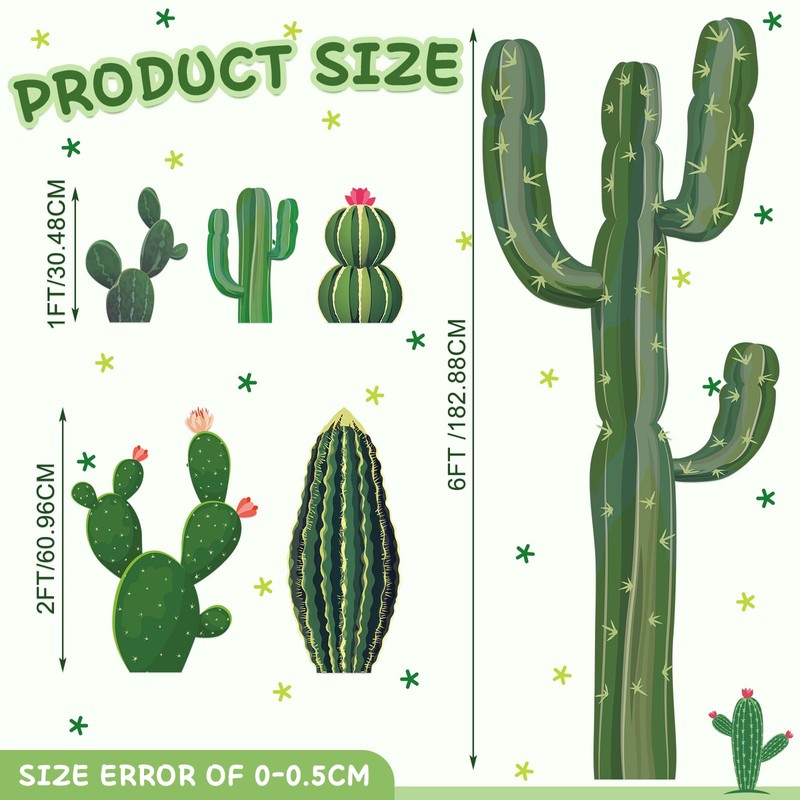 Geyoga 6 Set Cactus Cutouts Jointed Cardboard Cactus Cutouts Summer