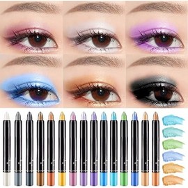 Set 15 Sombras en Barra Glitter Brillante Textura Cremosa Maquillaje para Ojos Colores brillantes Sombra de ojos Practica