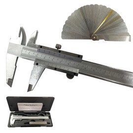 Vernier Caliper Measuring Tool 6" Carbon Steel+Feeler Gauge, MFQNENLK 0-6Inch/0-15cm Manual Caliper, 0.001"/0.02mm High Precision Durable Metal Vernier Caliper (6 inch Vernier Caliper + Feeler Gauge)