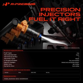 A-Premium 12 Holes Set of 6 Fuel Injectors Compatible with Honda Pilot 2012 2013 2014 2015, 3.5L, Replace# 16450RN0A01
