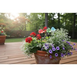 SPI Set of 3 Glass Birds 18 in H Stakes - Blue, Green, Red